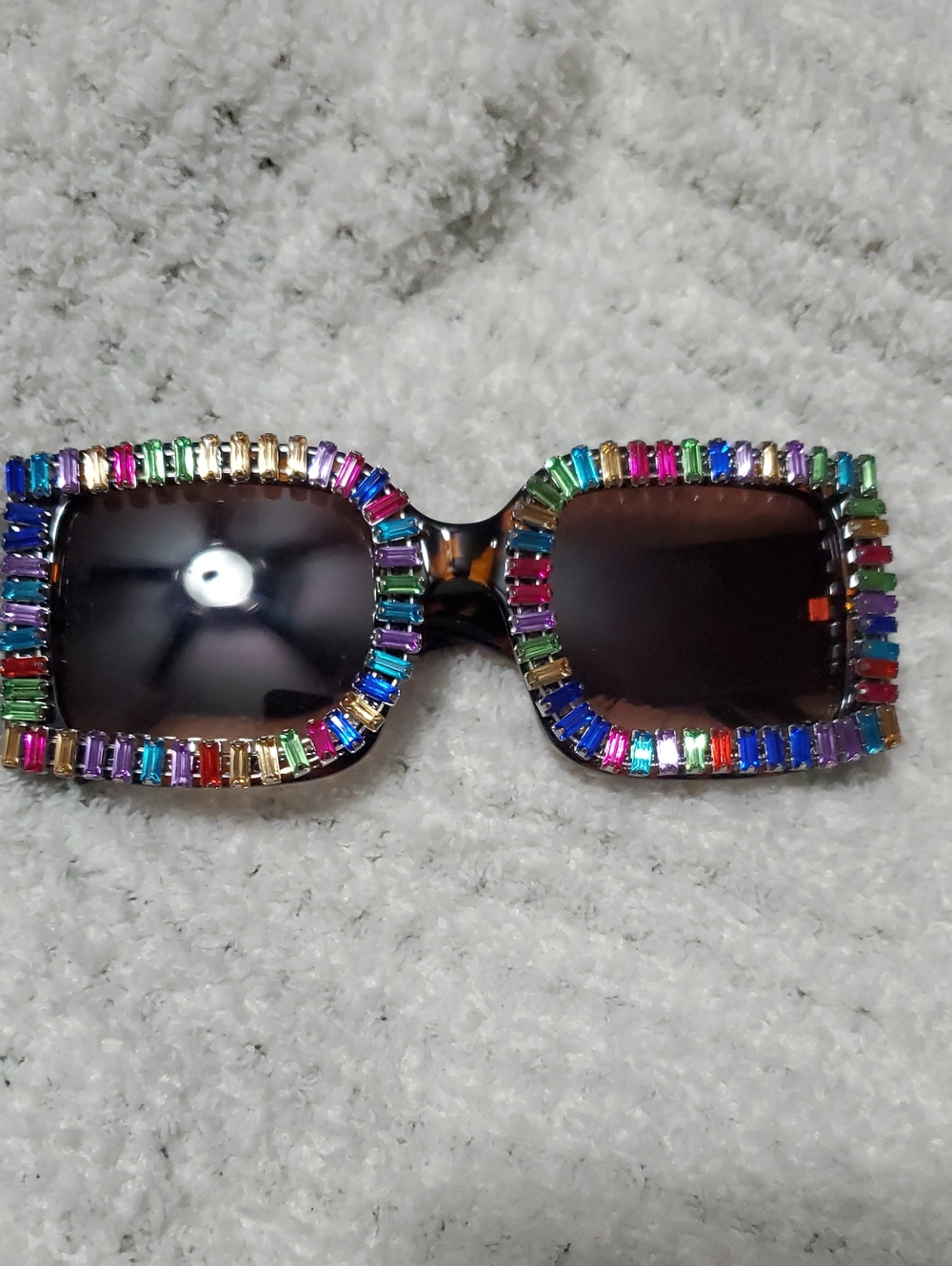 Tortoiseshell Sunglasses with Multicolor Crystal Frame